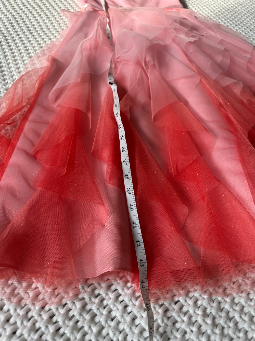 Rare Editions Pink and Coral Layered Tulle Formal Dress - Picture 7 of 7